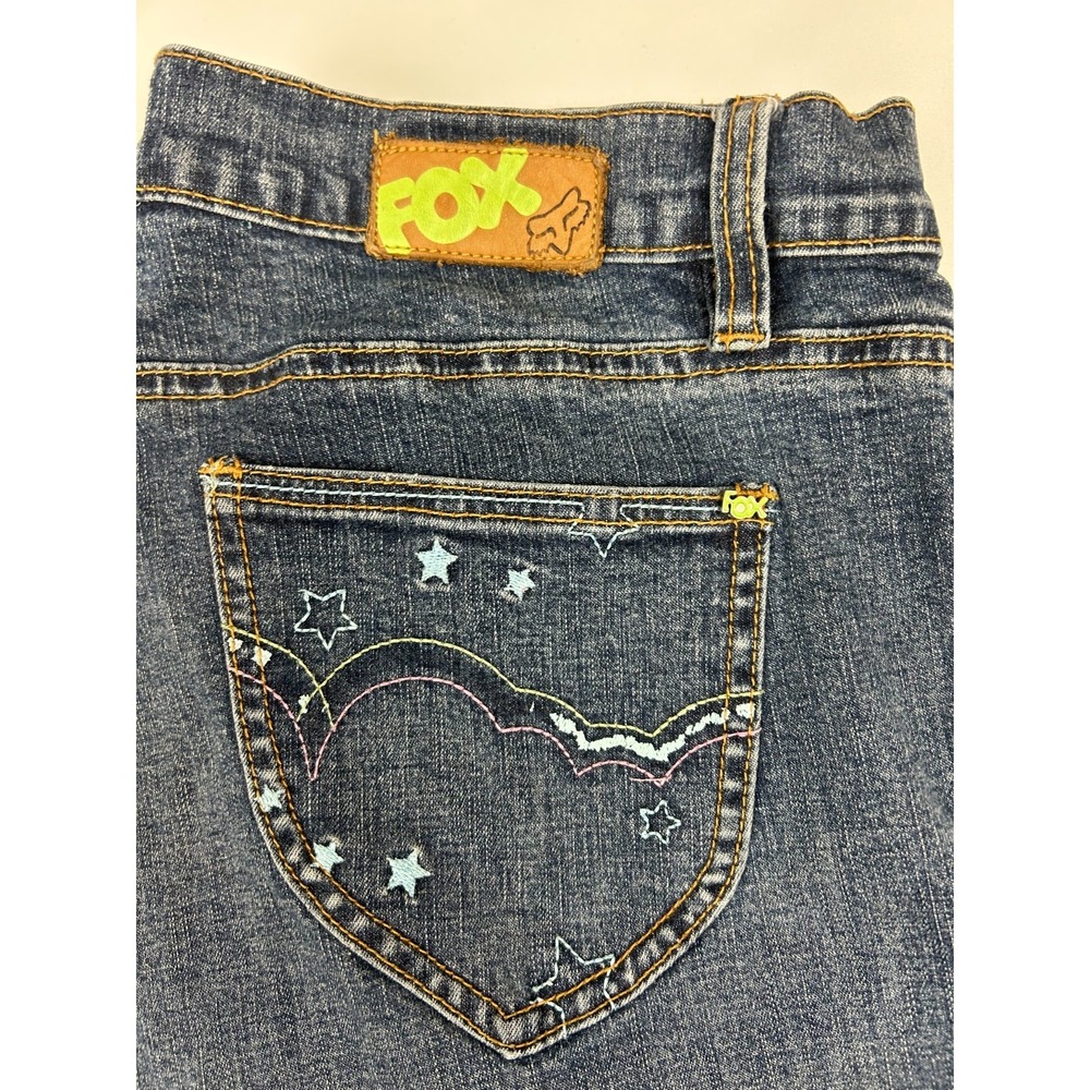 Rare Y2K FOX Racing Low Rise Boot Cut Women's Denim Jeans -Great Details! Sz:7